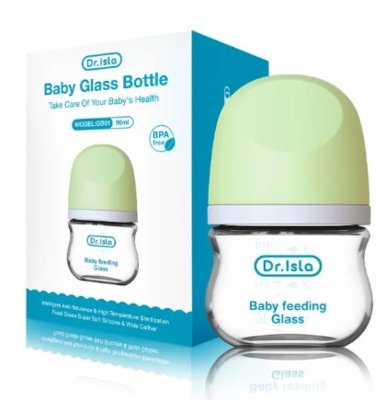 Glass baby bottle GB01 90ml Green