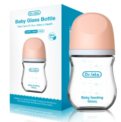 Glass baby bottle GB02 160ml Pink