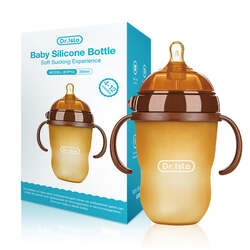 Baby Silicone Bottle With Handle Straw 250ML