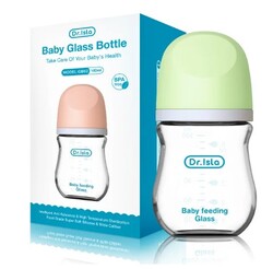 Glass baby bottle GB02 160ml Green