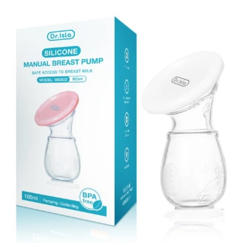 Dr.isla Baby Manual Breast Pump Silicone Breastfeeding Breastfeeding Automatic Correction BPA Free Breast Pump White