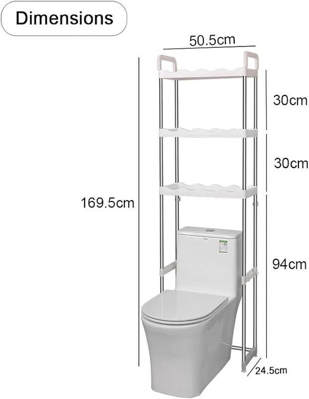 HEXAR 3 Tier Over the Toilet Rack, Stainless Steel 30kg Capacity Bathroom Shelf, Space Saving Bathroom Stand Organizer Over the Toilet Storage