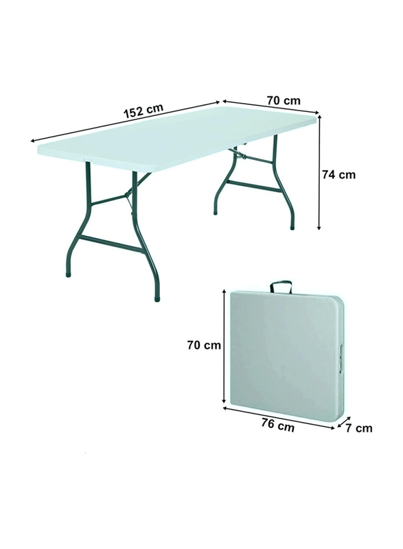 Hexar Heavy Duty Multipurpose Folding Camping Table with Carry Handle, 152 x 70 x 74cm, Green