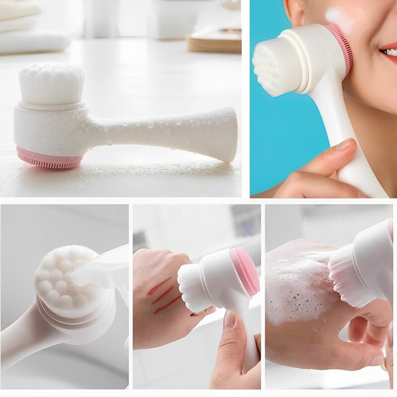 3pc Face Scrubber Face Cleaning Brushes Makeup Sponges Makeup Set Super Soft Silicone Face Cleanser Brush and Facial Cleansing Massager Brush Face Cleansing Brush Set