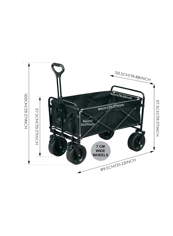 Hexar Heavy Duty Folding Multi-Functional Portable Shopping Trolley, Black