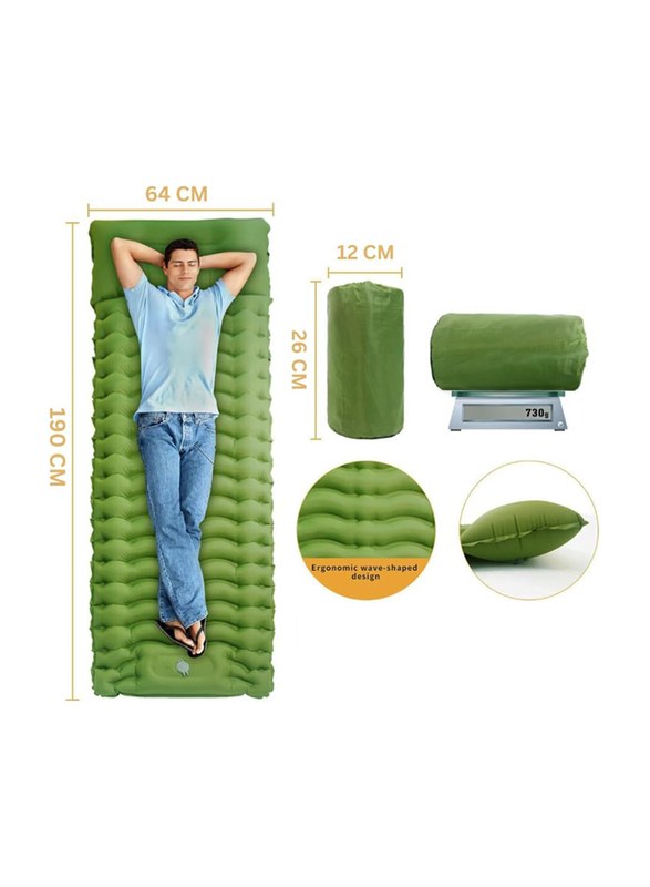 Hexar Self Inflating Sleeping Pad with Foot Pump, with Carry Bag and Repair Patches, Military Green