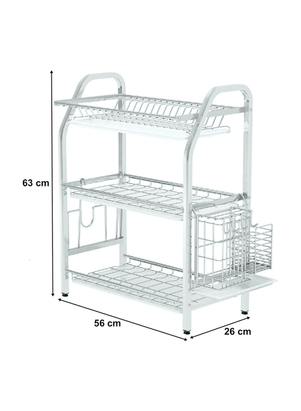 Hexar 3-Tier Heavy Duty Dish Drying Rack, Silver