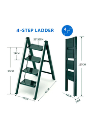 Hexar 4-Steps Multipurpose Step Ladder Folding Ladder with Anti-Slip Pedal, Black