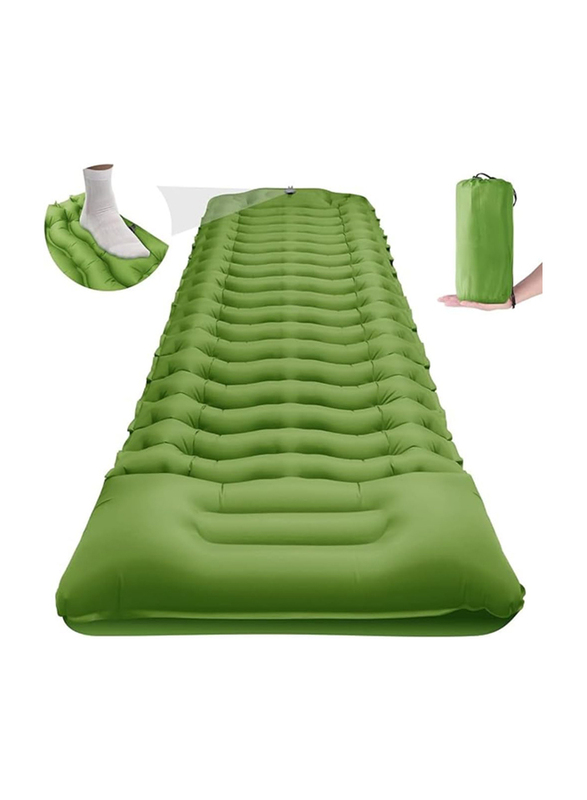 Hexar Self Inflating Sleeping Pad with Foot Pump, with Carry Bag and Repair Patches, Military Green