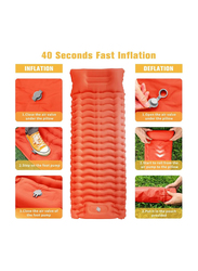 Hexar Self Inflating Sleeping Pad with Foot Pump, with Carry Bag and Repair Patches, Bright Orange
