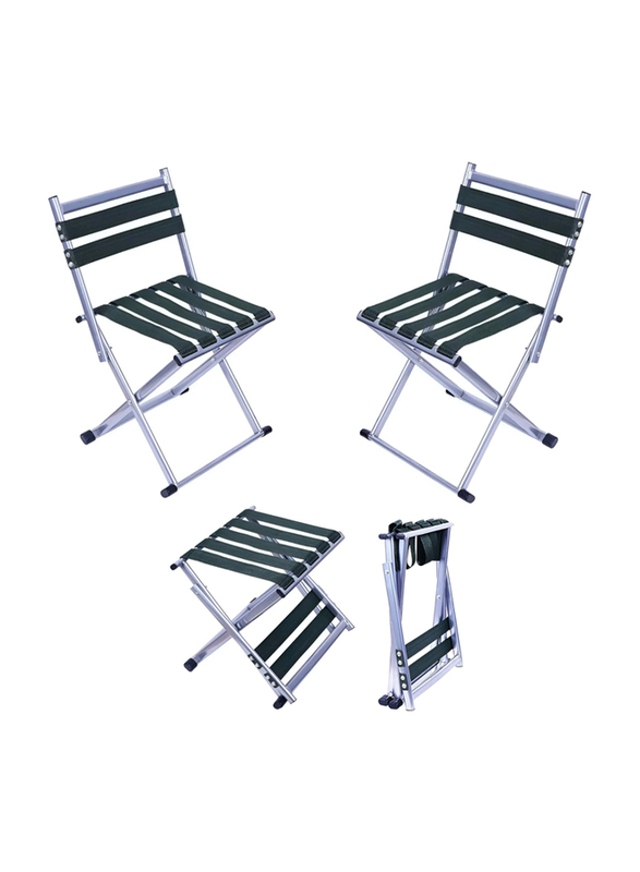 Hexar 2-in-1 Folding Chair and Stool, 2 Pieces, Multicolour