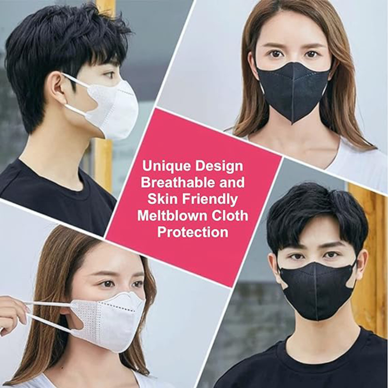 Hexar 3D Disposable Face Mask, 10 Pieces, Black