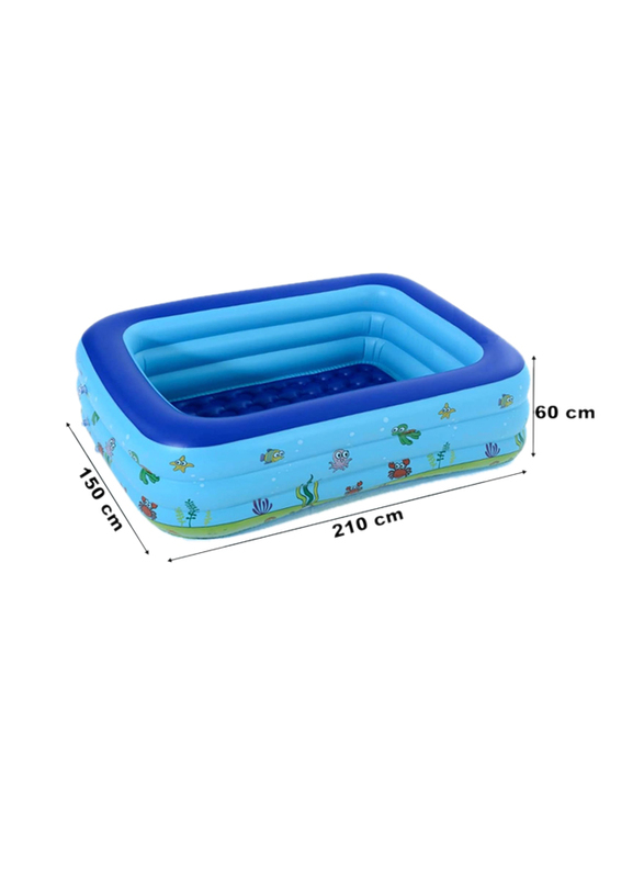 Hexar Inflatable Rectangle Swimming Pool, Blue