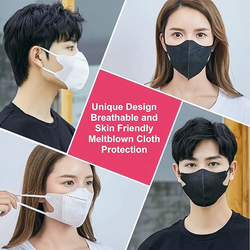 Hexar 3D Disposable Face Mask, 5 Pieces, Black