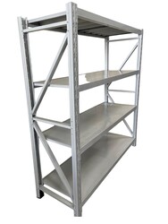 Dingo Heavy Duty Metal Warehouse 4 Steps Racking Storage Garage Shelving Steel Shelf Capacity 300kg Each Shelves (200 x 60 x 200cm) (Grey)
