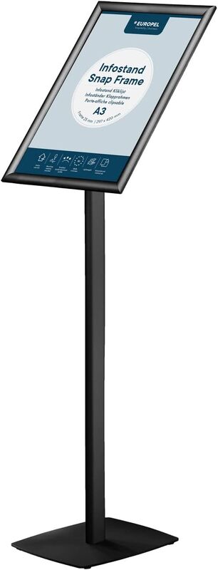 Dingo A3 Sign Holder Stand Adjustable Poster Display Stand, Aluminum Menu Stand Floor Display Stands Replaceable Advertisement with Stable Base, (Black)