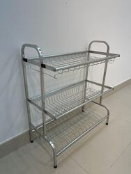 Dingo Dish Drying Rack,3-Tier Large Capacity Rust-Proof Dish Drainer for Kitchen Countertop,Dish Drainer Storage Rack,Sliver (No Water Stains on Countertops)Sliver