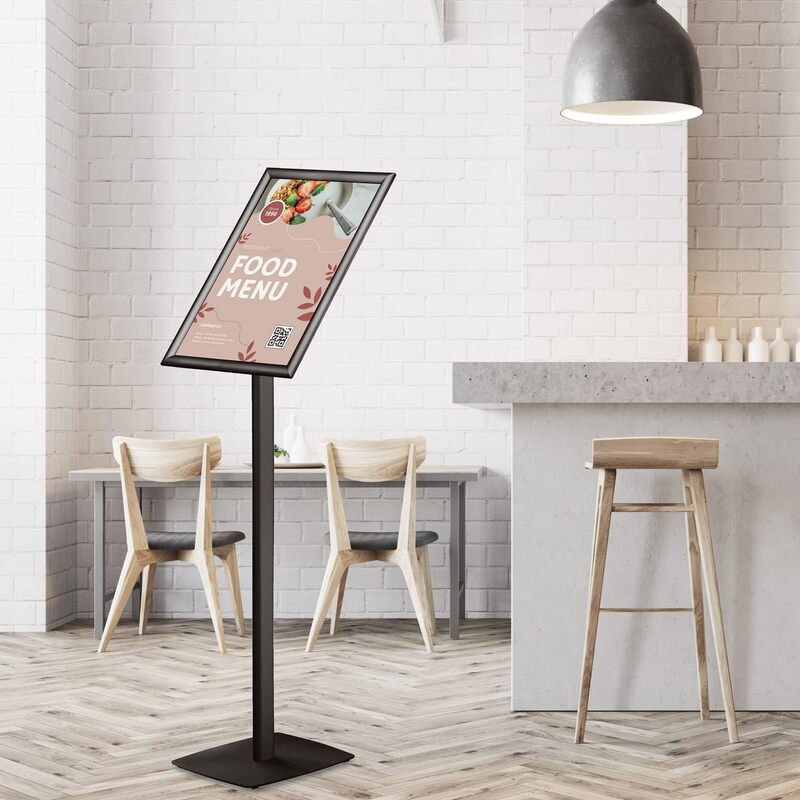 Dingo A3 Sign Holder Stand Adjustable Poster Display Stand, Aluminum Menu Stand Floor Display Stands Replaceable Advertisement with Stable Base, (Black)