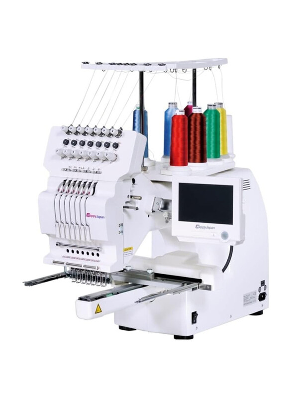 

Happy Japan 7-Needle Single Head Computerized Embroidery Machine with 7-inch Touch Screen, HCH-701-30, White