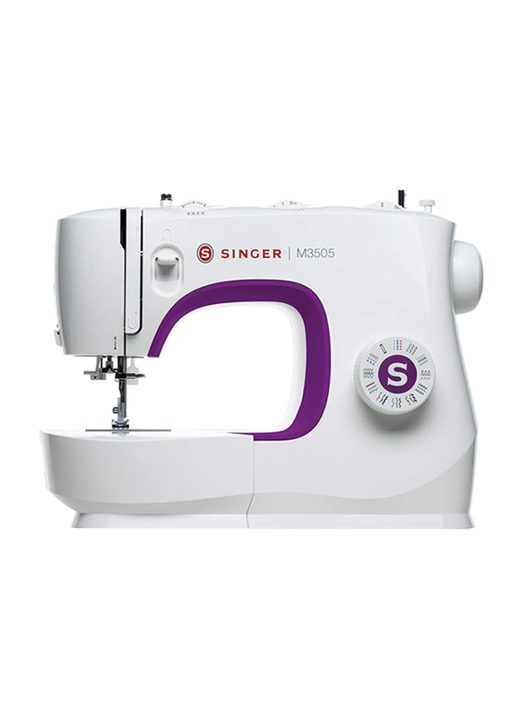 Singer 23 Built-in Stitches Domestic Sewing Machine with Adjustable Stitch Length and Long-Lasting LED light, M3505, White