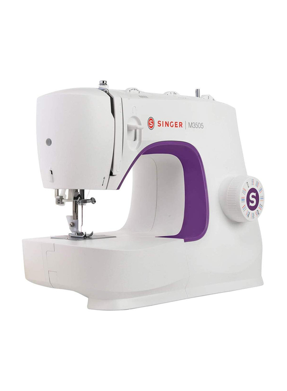 Singer 23 Built-in Stitches Domestic Sewing Machine with Adjustable Stitch Length and Long-Lasting LED light, M3505, White