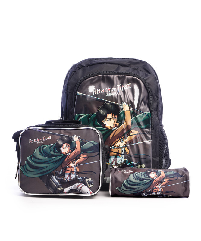 School Bag - Attack on Titan 16" Backpack with Lunch Bag and Pencil Case