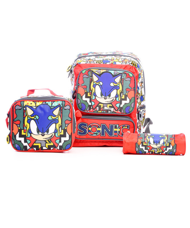 School Bag - Sonic 14" Backpack with Lunch Bag and Pencil Case