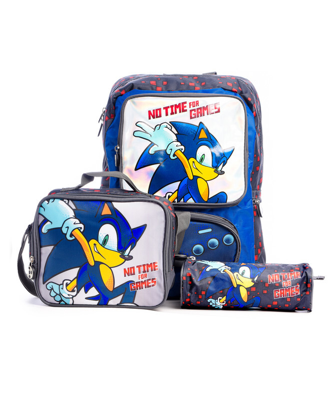 School Bag - Sonic 16" Backpack with Lunch Bag and Pencil Case