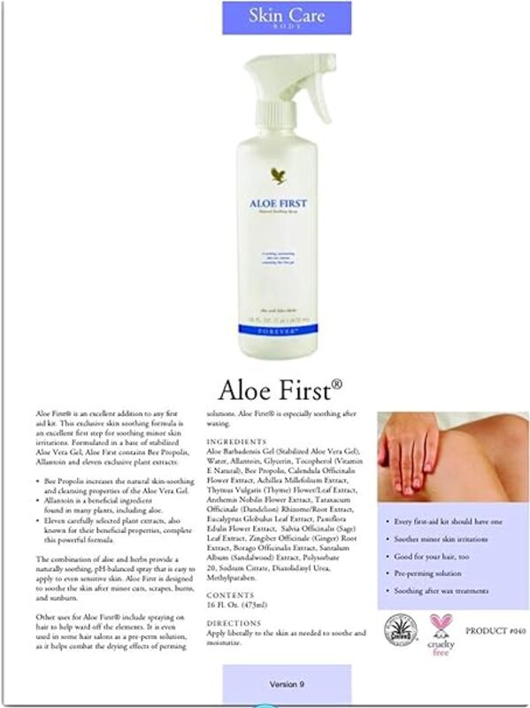 Forever Living -  2x Aloe Vera First Spray Moisturising Gel Flp Shop - Perfect addition to any first aid kit