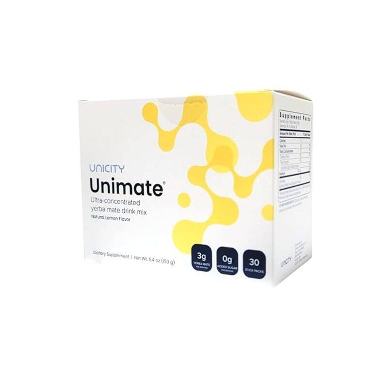 

Healthy Care UnicityUnimate Natural Lemon Ultra Concentrated Yerba Mate Drink Mix (30 Packets) Alternative to Coffee and Energy Drinks (30 Day Supply)