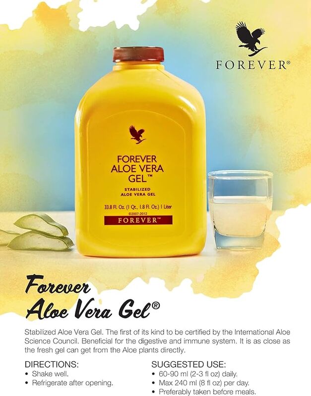Aloe Vera Gel Forever  - Forever Living - Pack of 2 (2ltr) - certified by the International Aloe Science Council