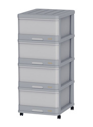 Cosmoplast 4-Drawer Plastic Storage Cabinet with Wheels, Grey