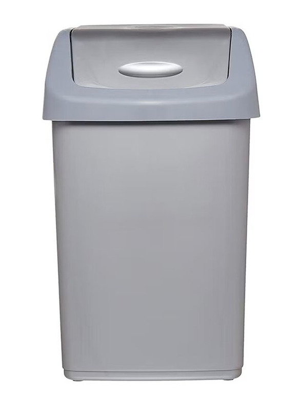 Cosmoplast Flip-Top Waste Bin with Swing Lid, Pearl Grey