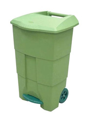 Cosmoplast Step-On Waste Bin with Pedal & Wheels, Green