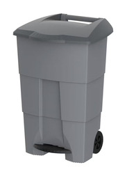 Cosmoplast 100L High Quality Sturdy And Durable Environmentally Friendly Long Lasting Step On Waste Bin With Pedal And Wheels, Grey