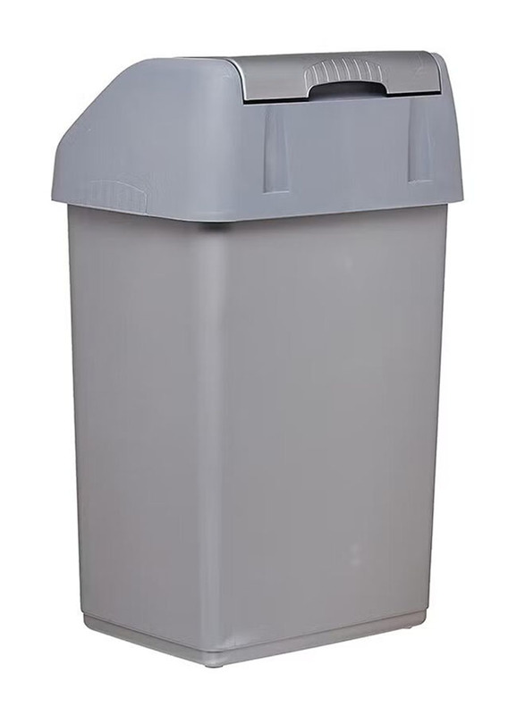 Cosmoplast Flip-Top Waste Bin with Swing Lid, Grey