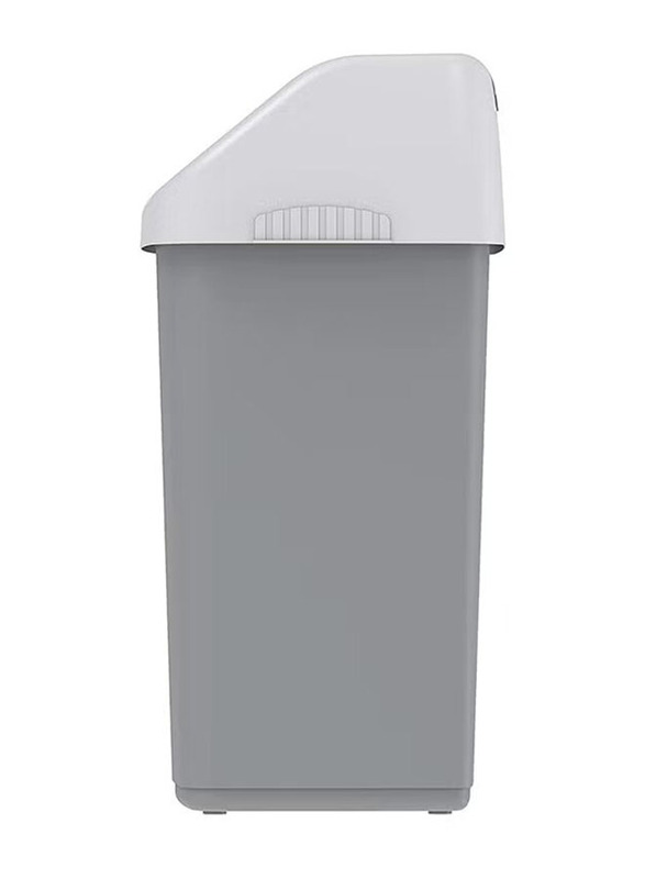 Cosmoplast Flip-Top Waste Bin with Swing Lid, Pearl Grey