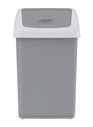 Cosmoplast Flip-Top Waste Bin with Swing Lid, Pearl Grey