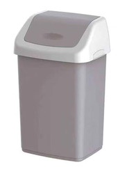 Cosmoplast Flip-Top Waste Bin with Swing Lid, Grey