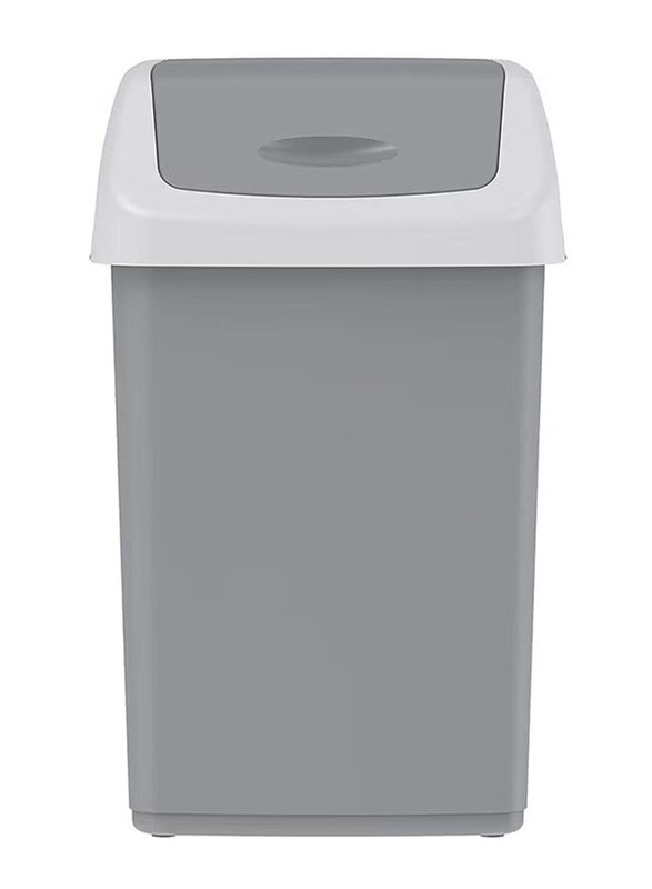 Cosmoplast Flip-Top Waste Bin with Swing Lid, Grey