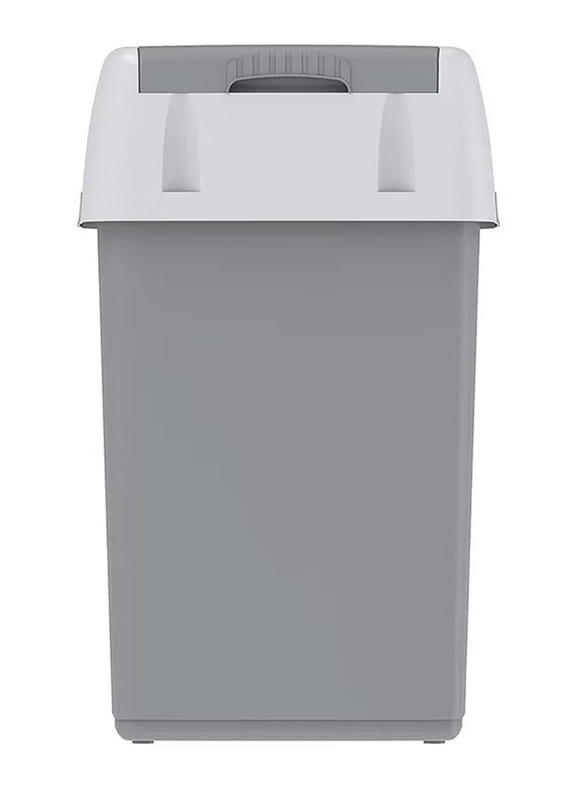 Cosmoplast Flip-Top Waste Bin with Swing Lid, Grey