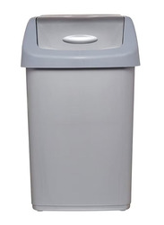 Cosmoplast Flip-Top Waste Bin with Swing Lid, Grey