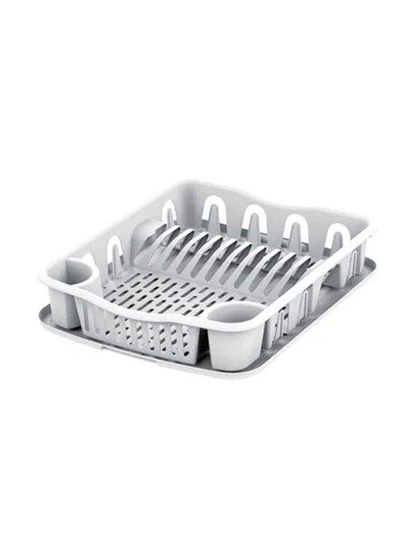 Cosmoplast Plastic Dish Drainer with Tray, White