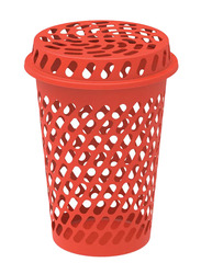 Cosmoplast Plastic New Tall Laundry Basket with Lid, Red