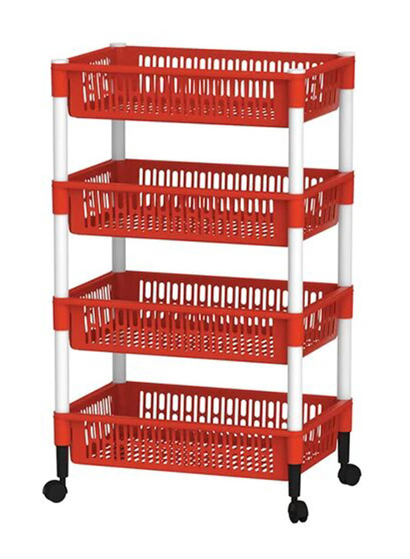 Cosmoplast 4-Tier Vegetable Storage Rack, Dark Red