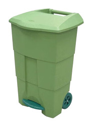 Cosmoplast 100L Step-On Waste Bin With Pedal And Wheels, Green