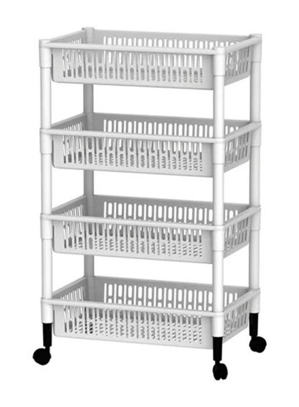 Cosmoplast Plastic 4-Tier Vegetable Rack, White