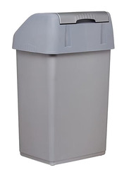 Cosmoplast Flip-Top Waste Bin with Swing Lid, Pearl Grey