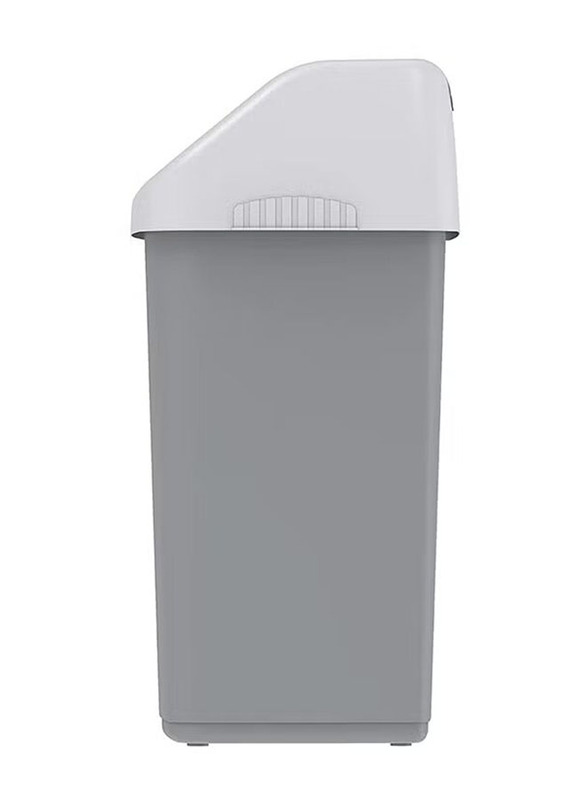 Cosmoplast Flip-Top Waste Bin with Swing Lid, Grey