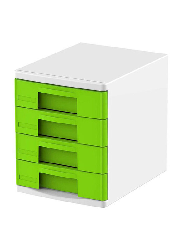 

Cosmoplast 4-Tiers File Cabinet A4 Drawers, Lime Green/White